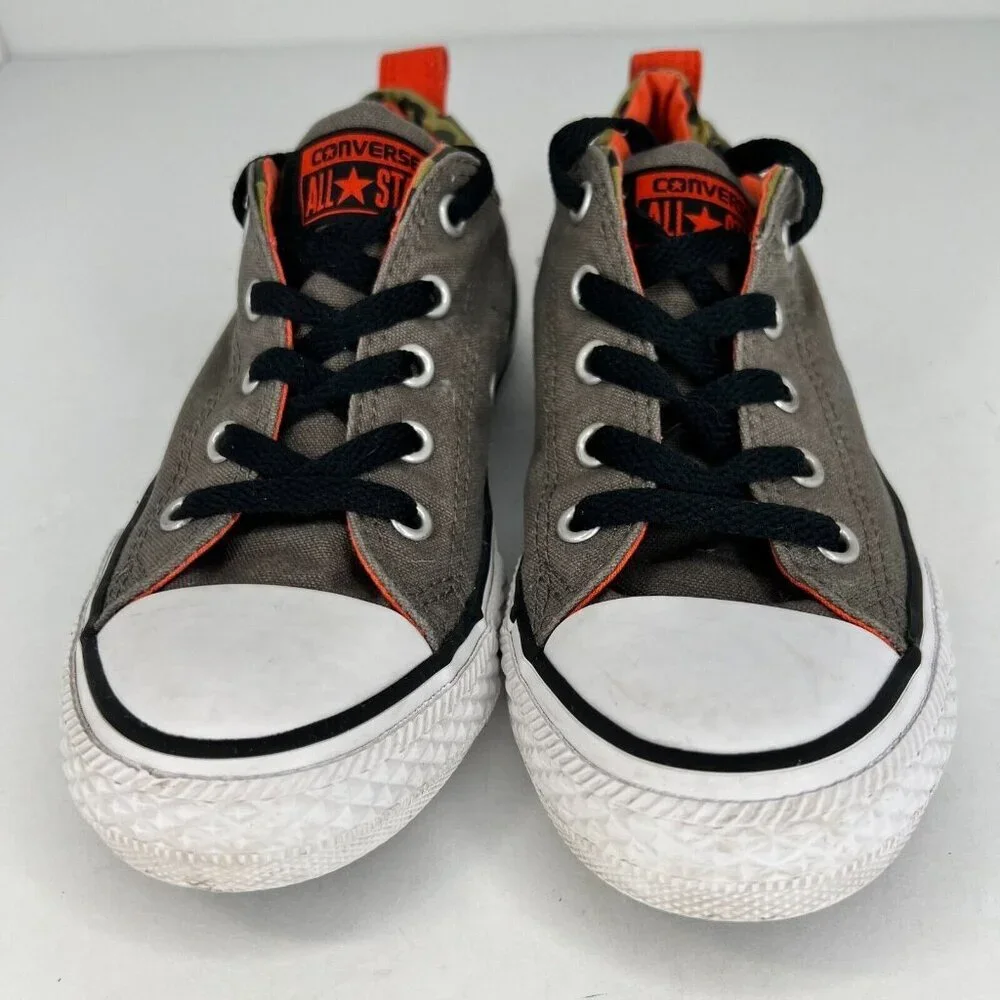 Converse Boys 635471F Gray All Star Mid Low Top Lace Up Size 2 Canvas Shoes